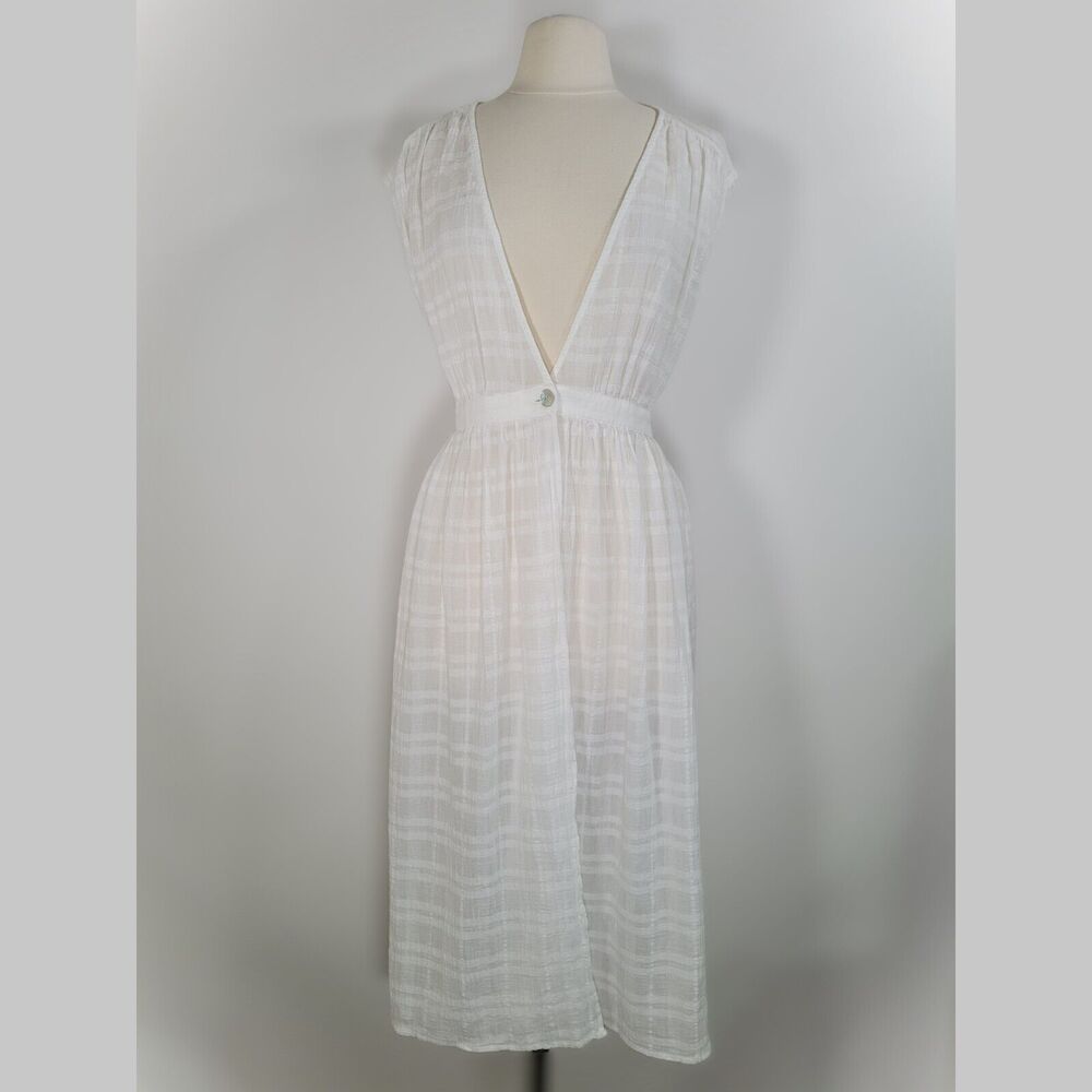 DAVID JONES White Sleeveless Cover Up Size 10 Lace 100% Cotton Sheer Beach